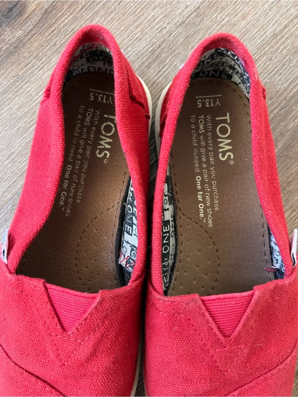 Toms Canvas Slip-On Shoes in Red with White Sole